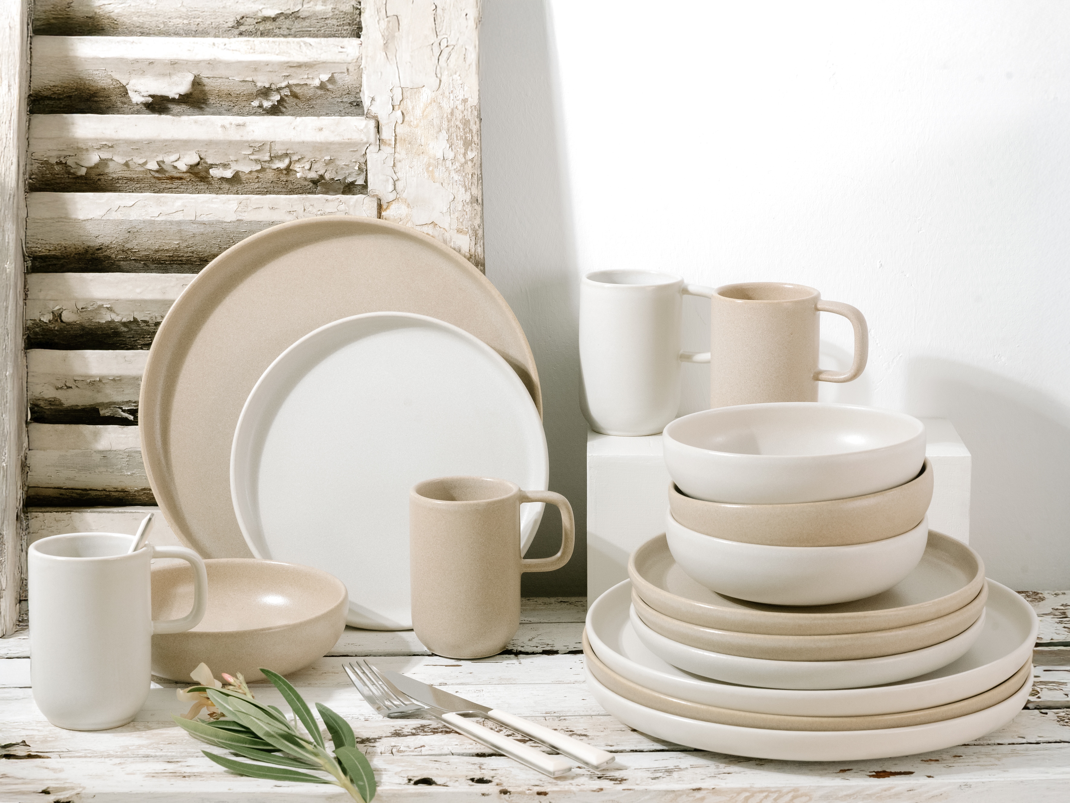 Kombiservice CREATABLE "Uno Toscana, Service 16-tlg.", bunt, 16, Steinzeug, Geschirr-Sets, Kombiservice, Puristische Formgebung, Inspiriert durch die Farben der Toscana