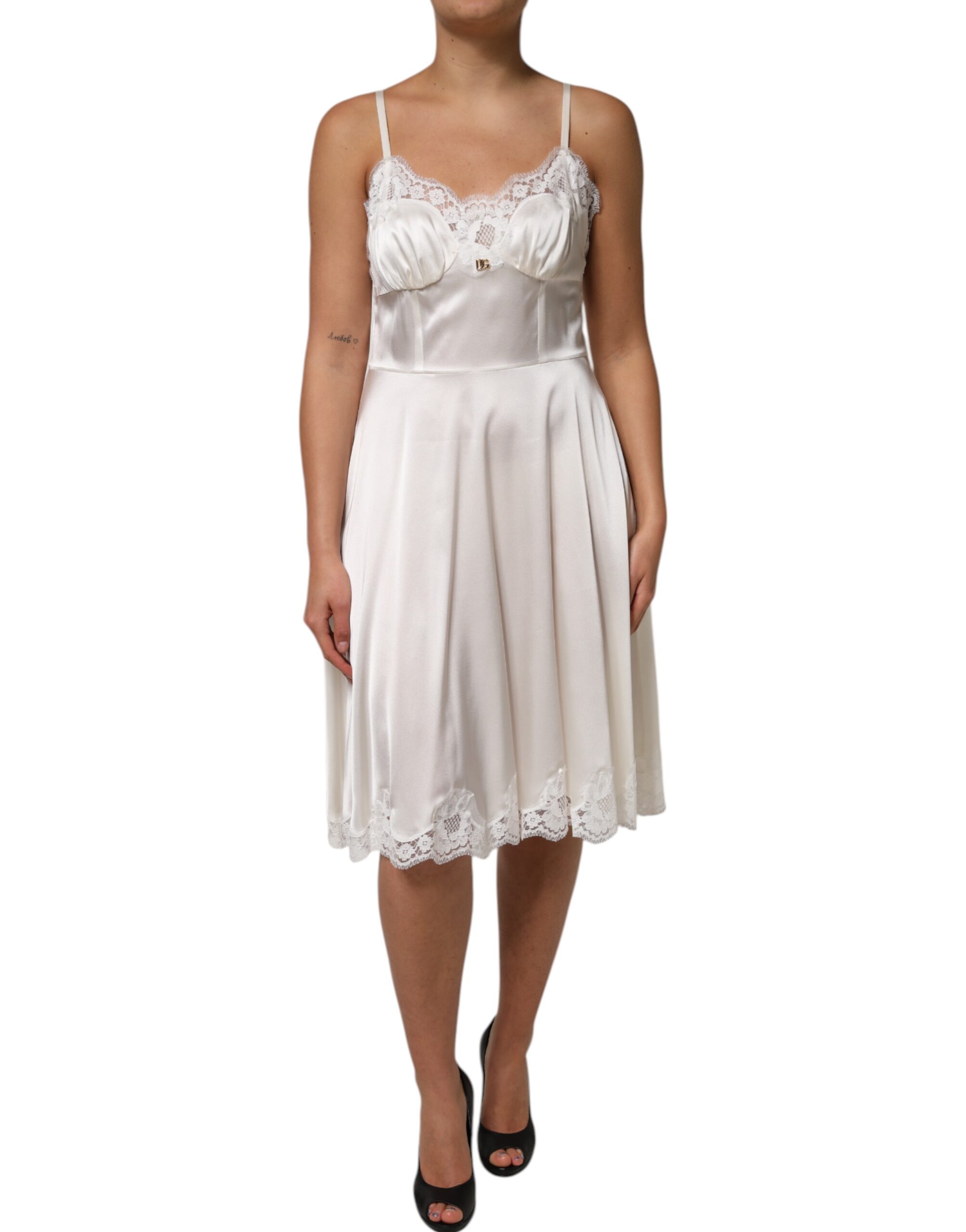 Spitzenbesatz Midi-Kleid EU 46 / UK 18