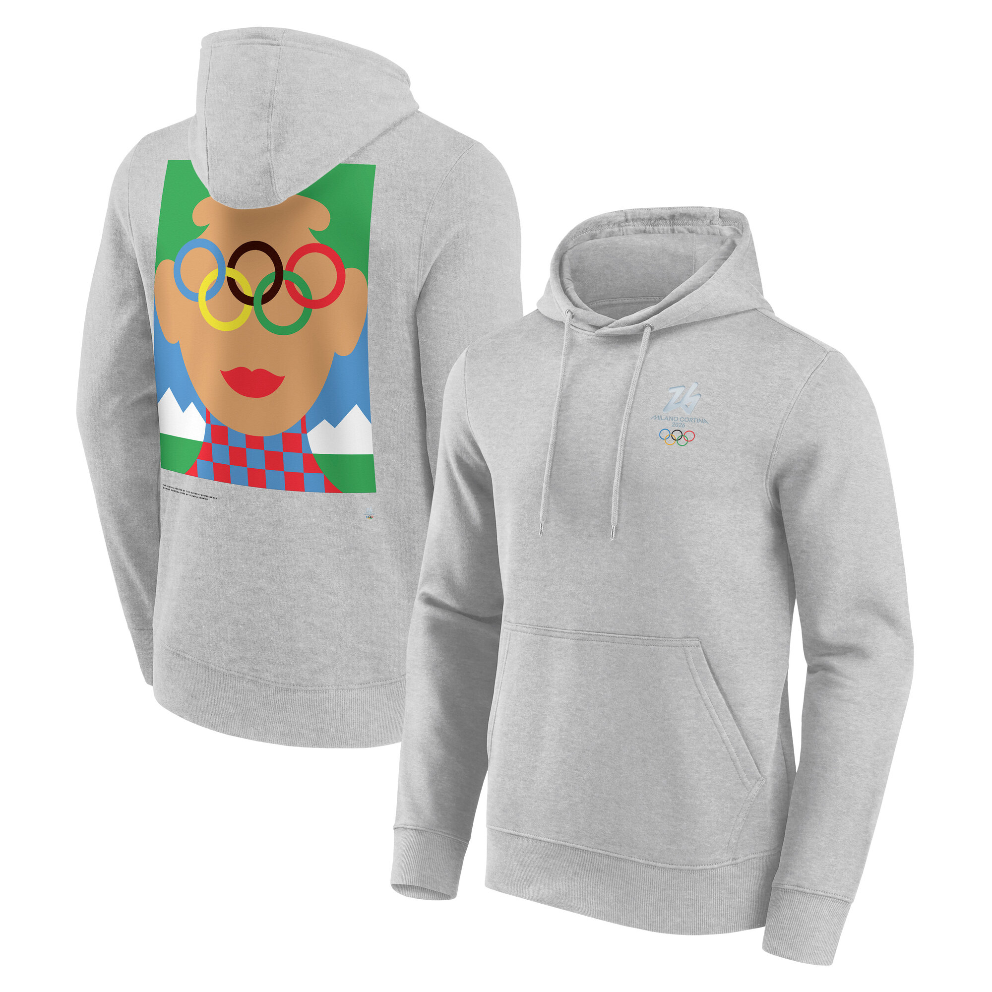 "Milano Cortina 2026 Hoodie mit ikonischem Poster-Grafikdesign – Grau" Image