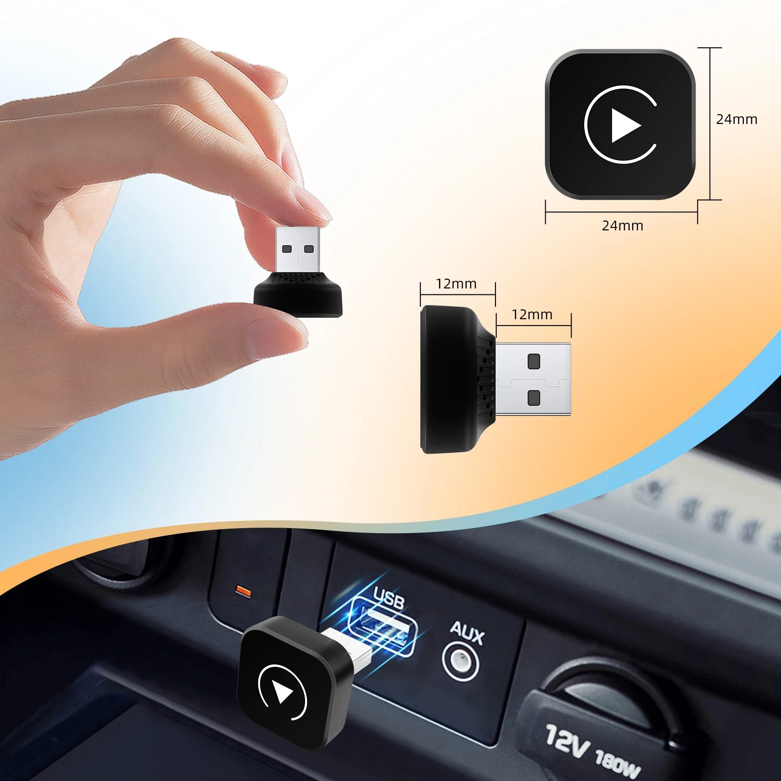 Universeller 2-in-1-Wireless-CarPlay-Android-Auto-Adapter, intelligente Mini-Box für werkseitig verkabeltes Auto, Plug-and-Play-WiFi-Schnellverbindung Image
