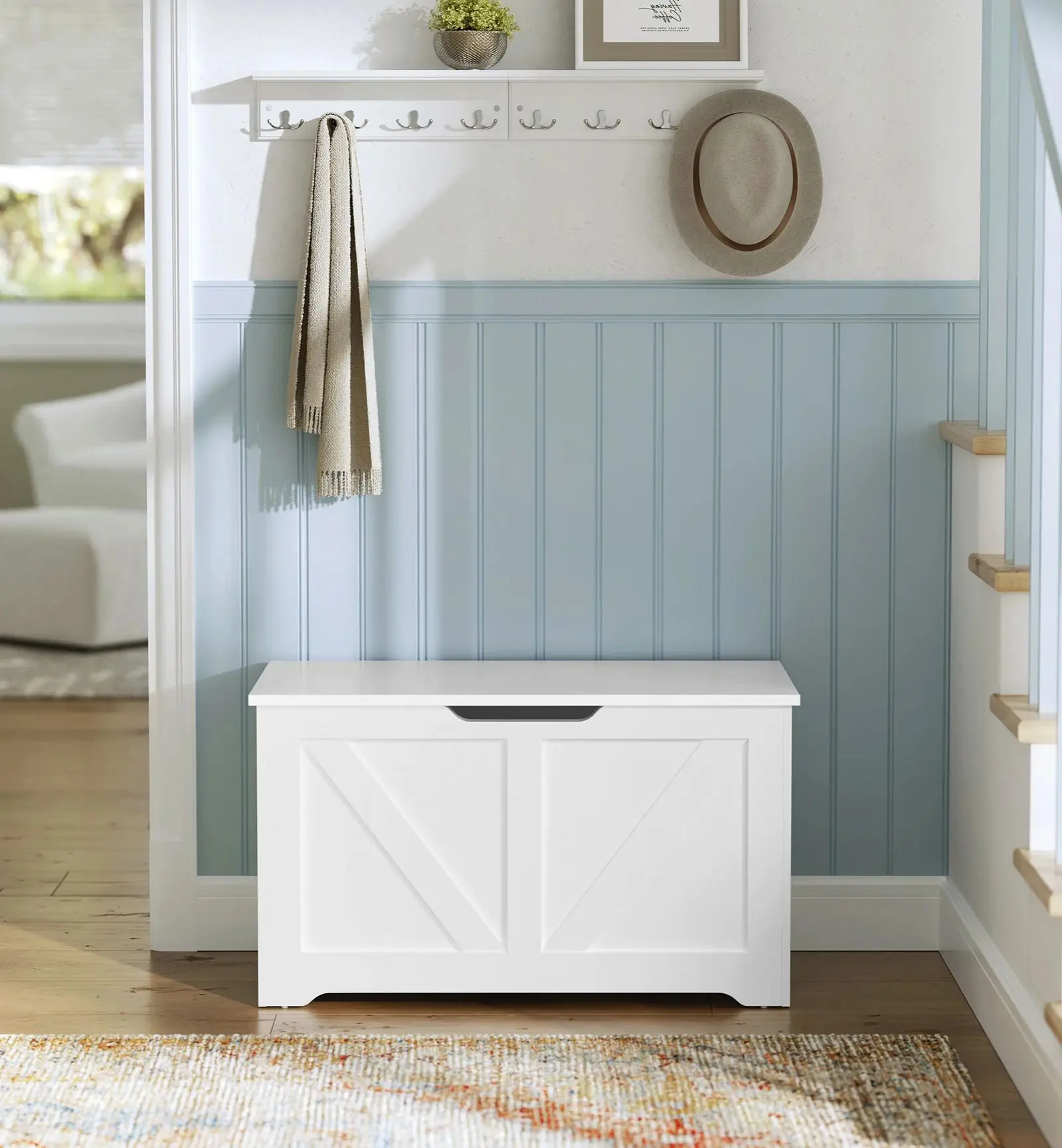 VASAGLE Schuhbank, Sitzbank mit Stauraum, Sitztruhe, 2 Sicherheitsscharniere, Aufbewahrungsschrank, für Flur, Schlafzimmer