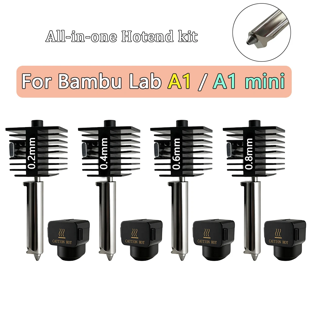 Für Bambu Lab A1 Mini All-in-One Hotend-Kit, gehärtete Stahldüse 0,2/0,4/0,6/0,8 mm Düse für Bambu Lab A1 3D-Drucker Zubehör Image