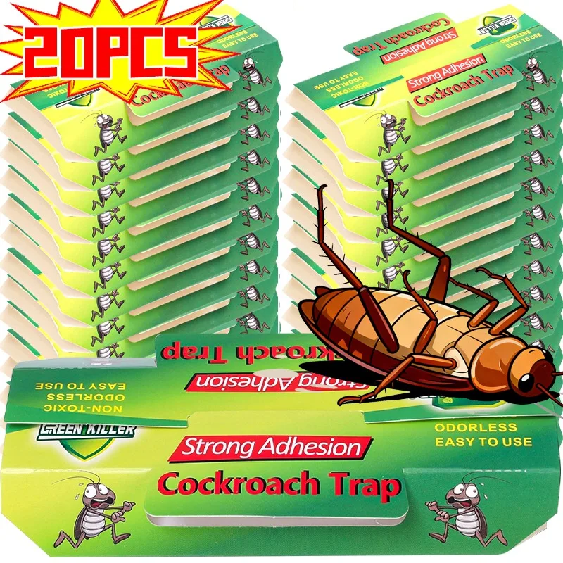 20–1 Sets Kakerlakenfallen, ultrastarker Klebstoff, Klebstoff, Kakerlaken-Insektenfallen, für den Innenbereich, Haushalt, Küche, Schädlingsbekämpfung, Lockstoffzubehör Image