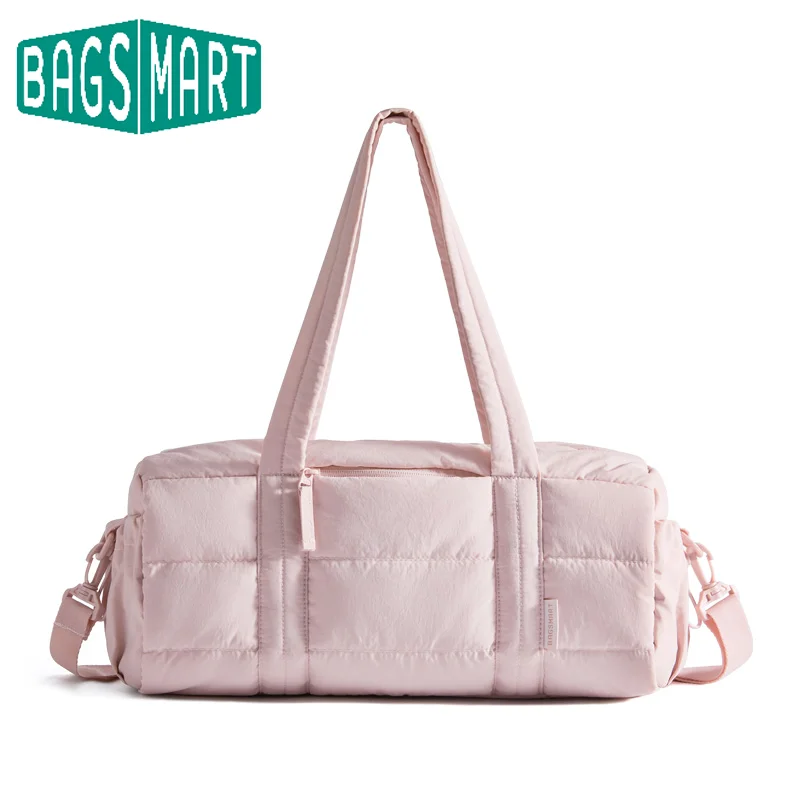 BAGSMART Sac de sport de voyage pour femme Tapis de yoga Sac de sport avec poche humide et sèche Sac de sport matelassé pour la natation du week-end