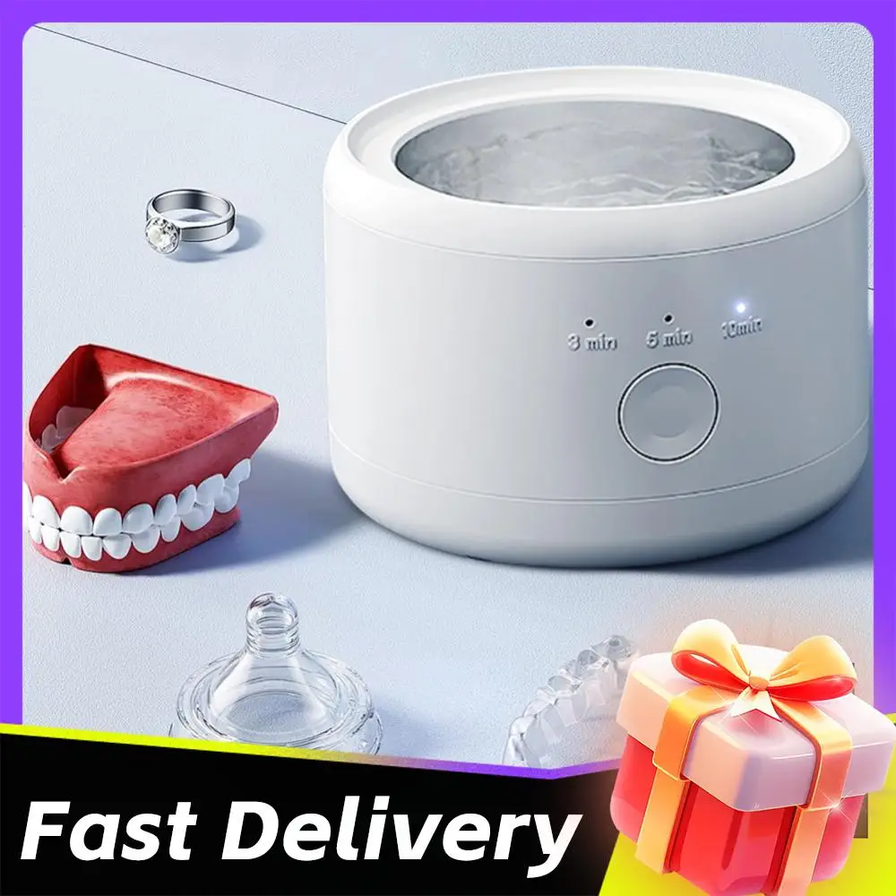 Ultraschall-Hochfrequenz-Vibrationsreiniger Elektrische Zahnspangen-Reinigungsbox Automatisches Reinigungsgerät für Schmuck und Brillen Image