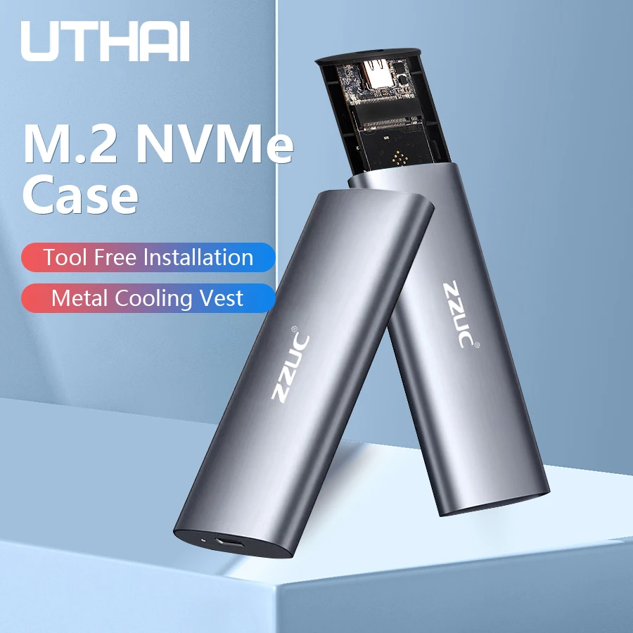 UTHAI M.6 Festplattenbox 3.1 Dual Protocol NVME/NGFF SATA SSD Typ-C 3.1 Disk Tool Kostenloses M.2 SSD-Gehäuse Eingebauter Metall-Kühlkörper Image