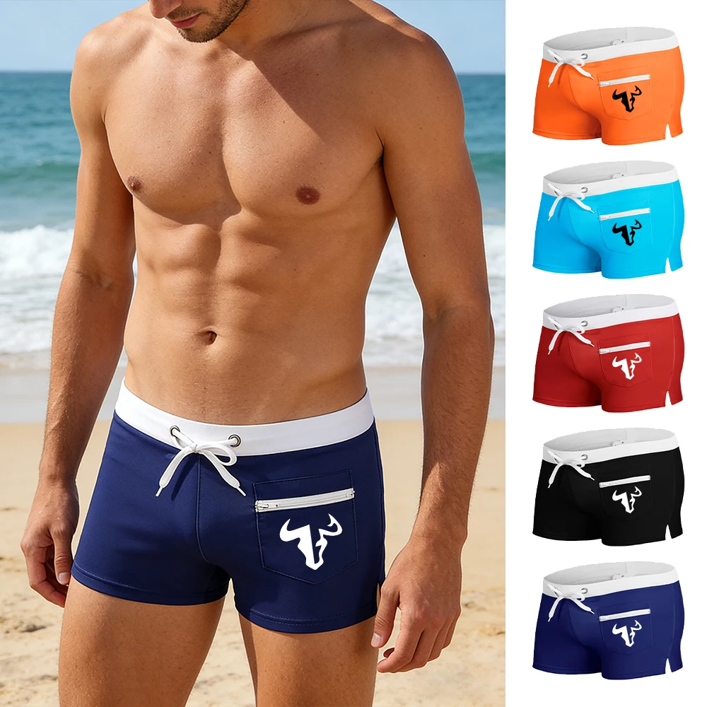 Modische bedruckte Strandshorts, Sommer-Schwimm- und Surfshorts mit Kordelzug, schnell trocknende, atmungsaktive Badehose für Herren Image