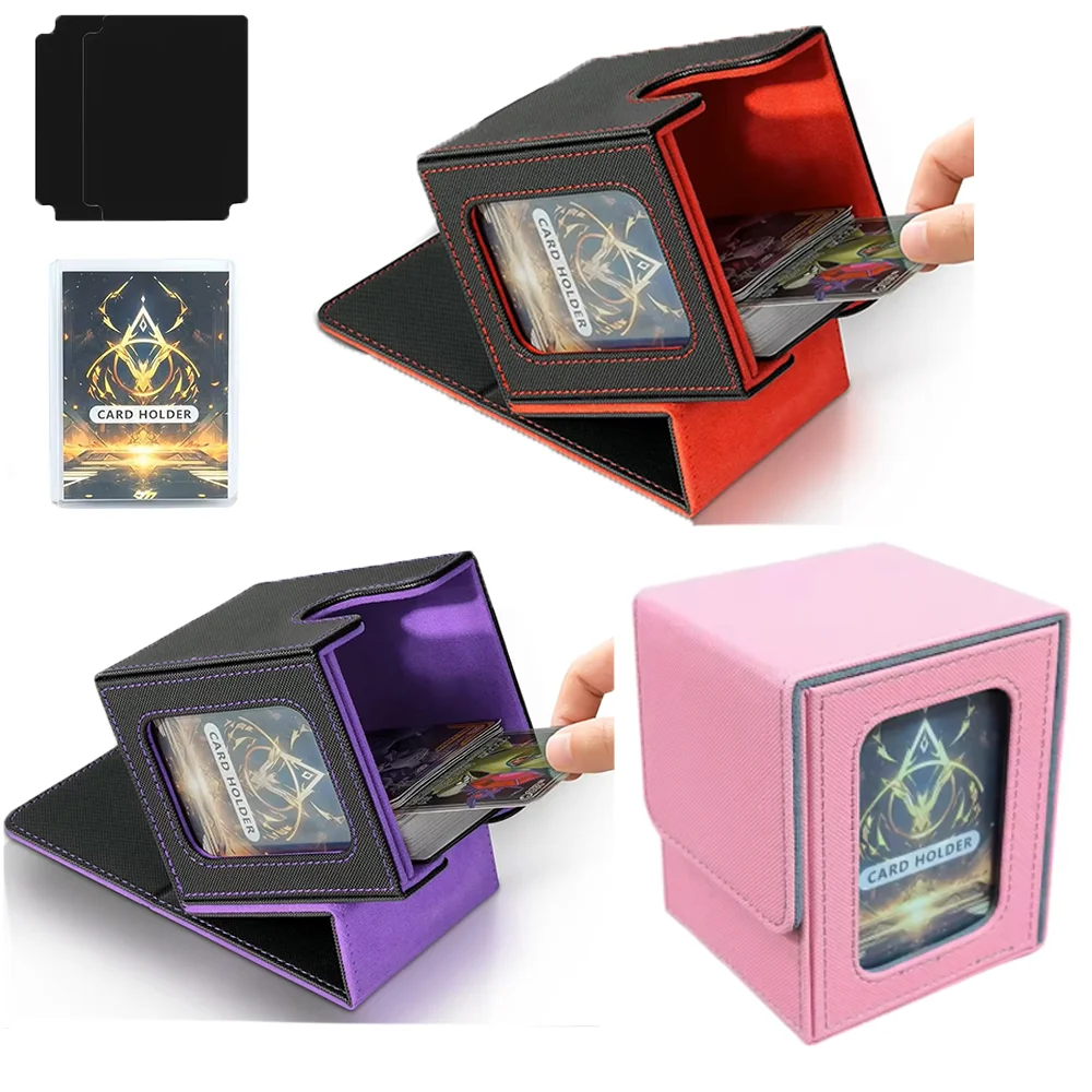 100+ Load Trading Card Deck Box für MTG Commander Display mit 2 Trennwänden Spiel Sportkarte Aufbewahrungsbox PU Magnet Deck Case Image