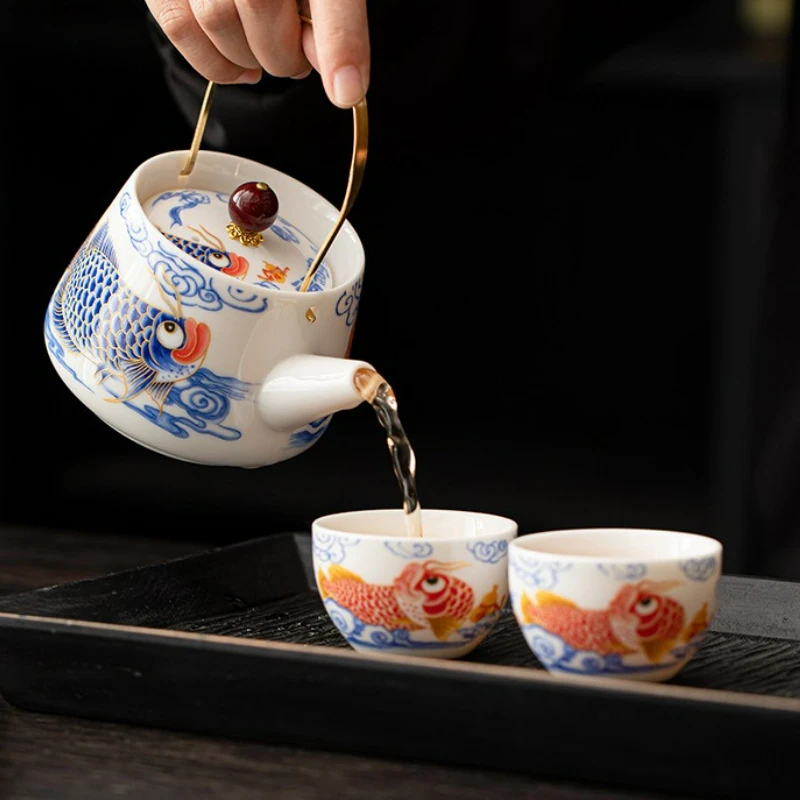 Chinesischen Stil Kung Fu Reise Keramik Tee-Set Tragbare Master Tasse Teekanne Tee Tassen Gaiwan Tee Zeremonie Schüssel Haushalt Teegeschirr Neue Image