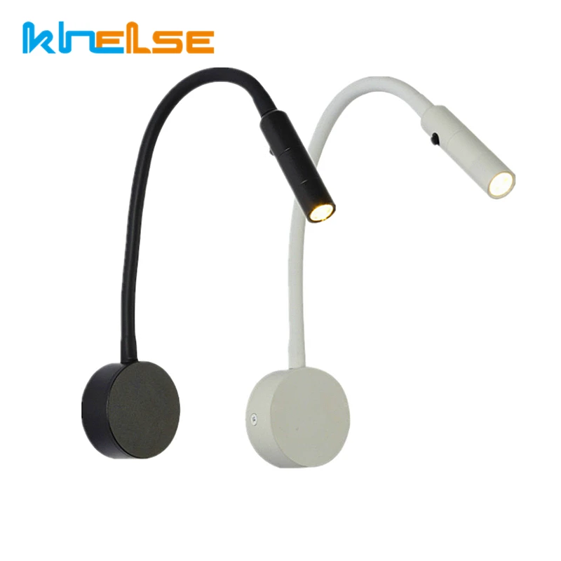 Moderne LED Lesen Wand Lampe 1W/3W Flexible Schlauch Nacht Wand Leuchte Schlafzimmer Studie Buch Wand licht Mit Schalter AC85-265V Image