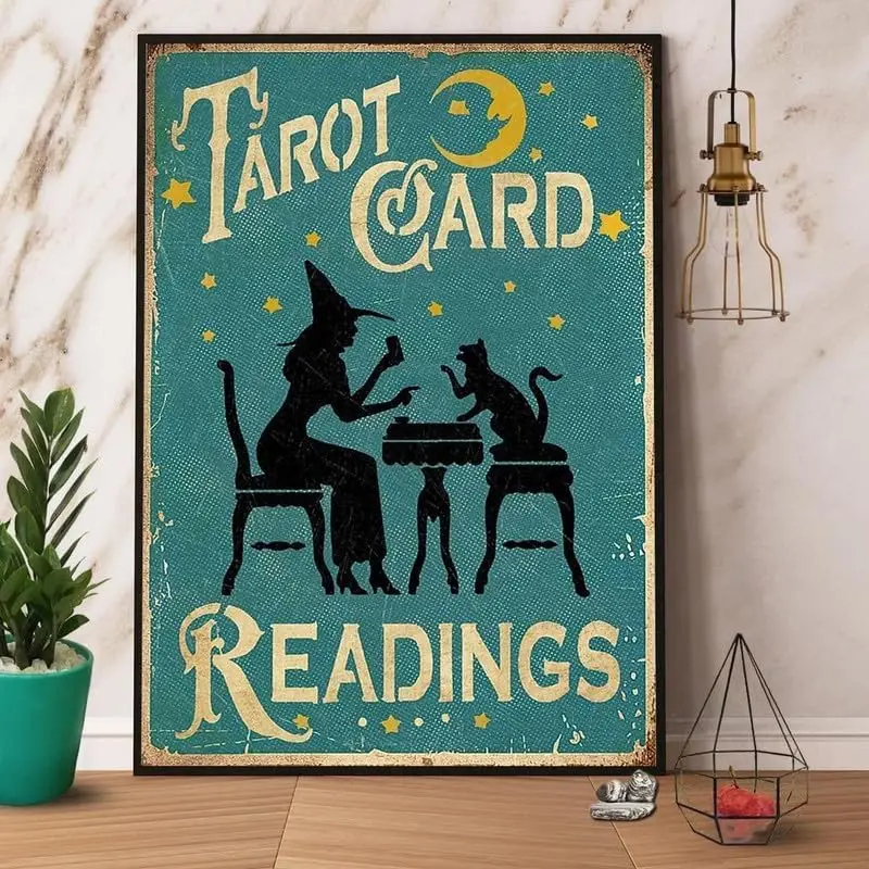 1 x Tarot-Karte zum Lesen, toller Druck, Geschenk-Poster, Vintage-Küche, lustiges Blechschild, Metall-Blechschild, 20,3 x 30,5 cm, für Café, Bar, Schlafzimmer, Wand- Image
