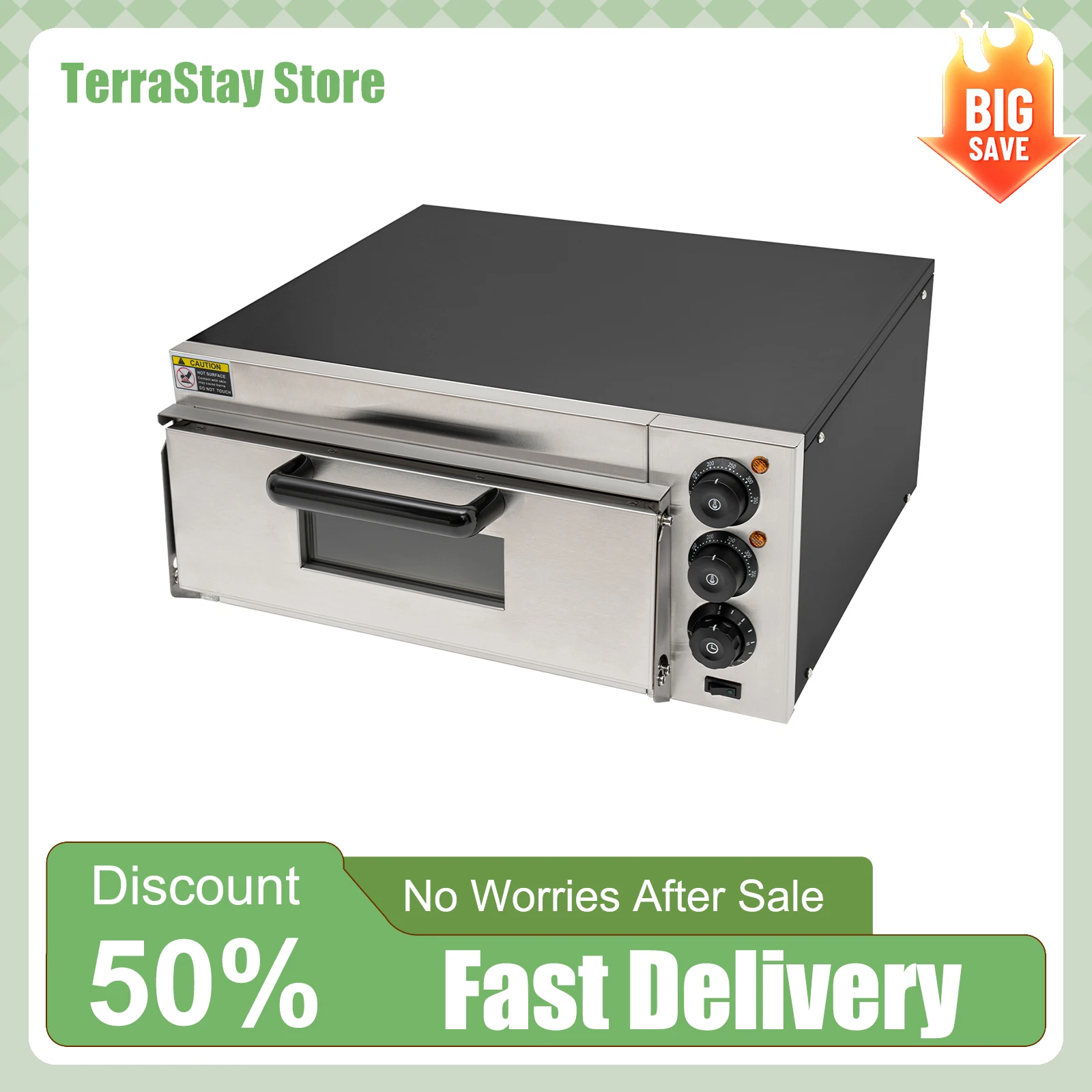 2000W Pizzaofen Tisch-Mikrowellenofen Einlagiger Elektrischer Backofen mit Herausnehmbarem Tablett für Zuhause und Restaurant EU-Stecker Image