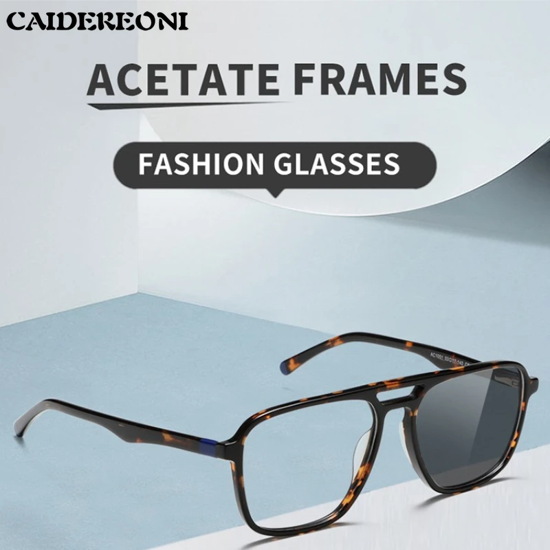 CAIDERONI Doppelbrücken-Pilotenbrille Anpassbare Lesebrille mit Blaulichtfilter Progressive Korrektionsbrille Photochromatisch AC1001 Image