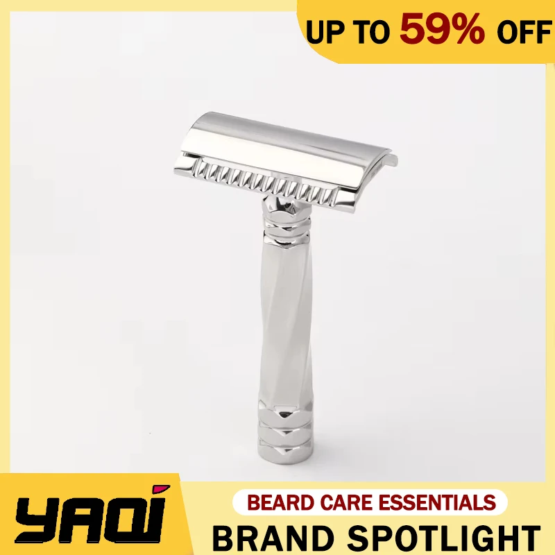 Yaqi Cerberus Sicherheitsrasierer aus Edelstahl, 0,65 mm Klingenlücke, 77 mm Länge, Griff, Vintage-Haltbarkeit, Griff, bequemer Rasierer Image