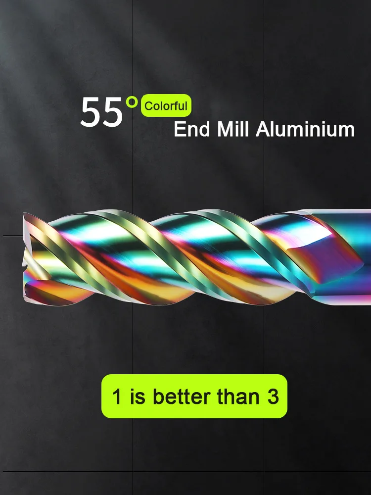 Bunte Schaftfräser Aluminium HRC55 3F Fräser Acryl Holz Kupfer Kunststoff Schneidwerkzeug CNC-Bearbeitung Fräswerkzeuge Schaftfräser Image
