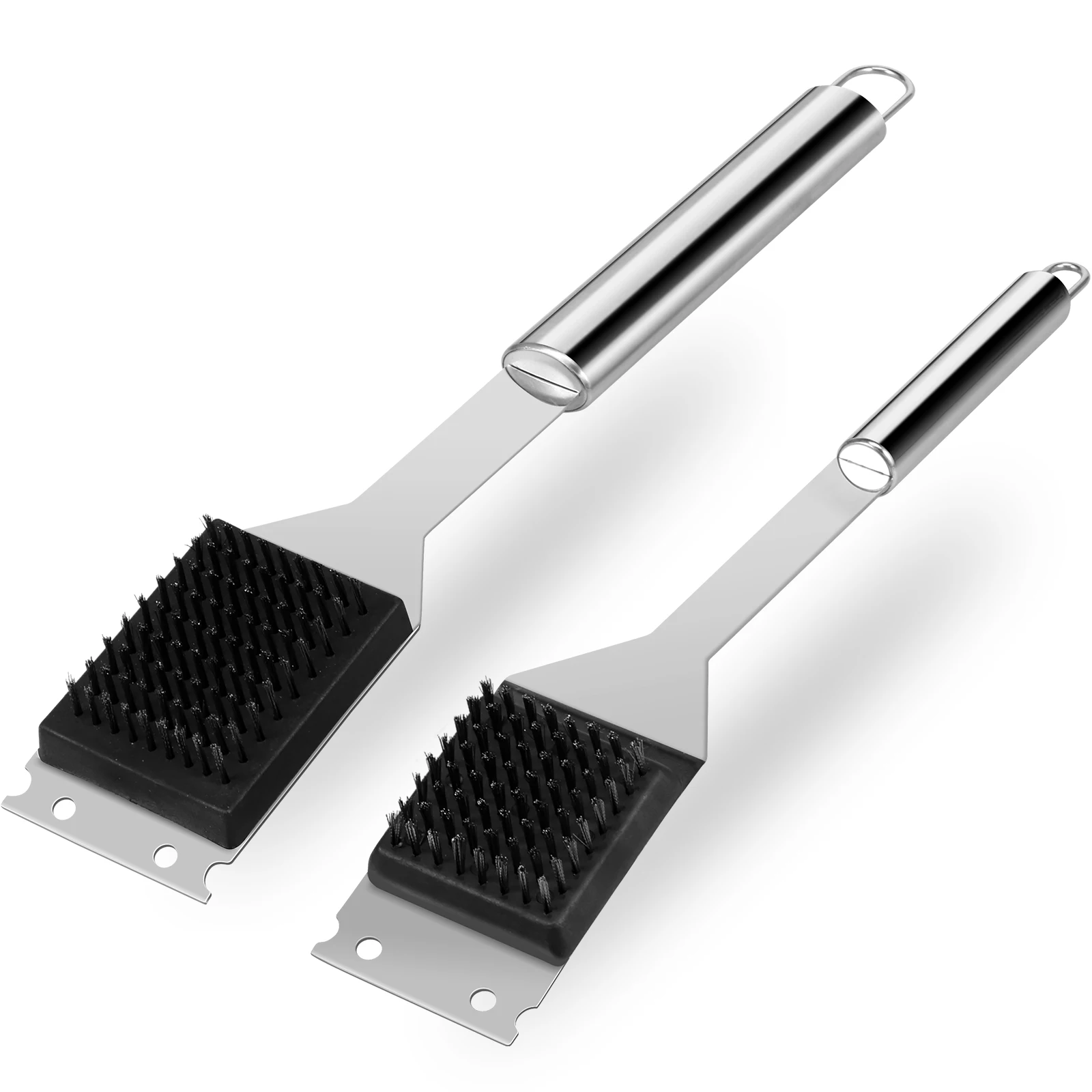 2 Stück Grillbürste aus Edelstahl, extra starke Reinigungsbürste, robuste Grillbürste für den Außenbereich, Kochutensilien für zu Hause Image