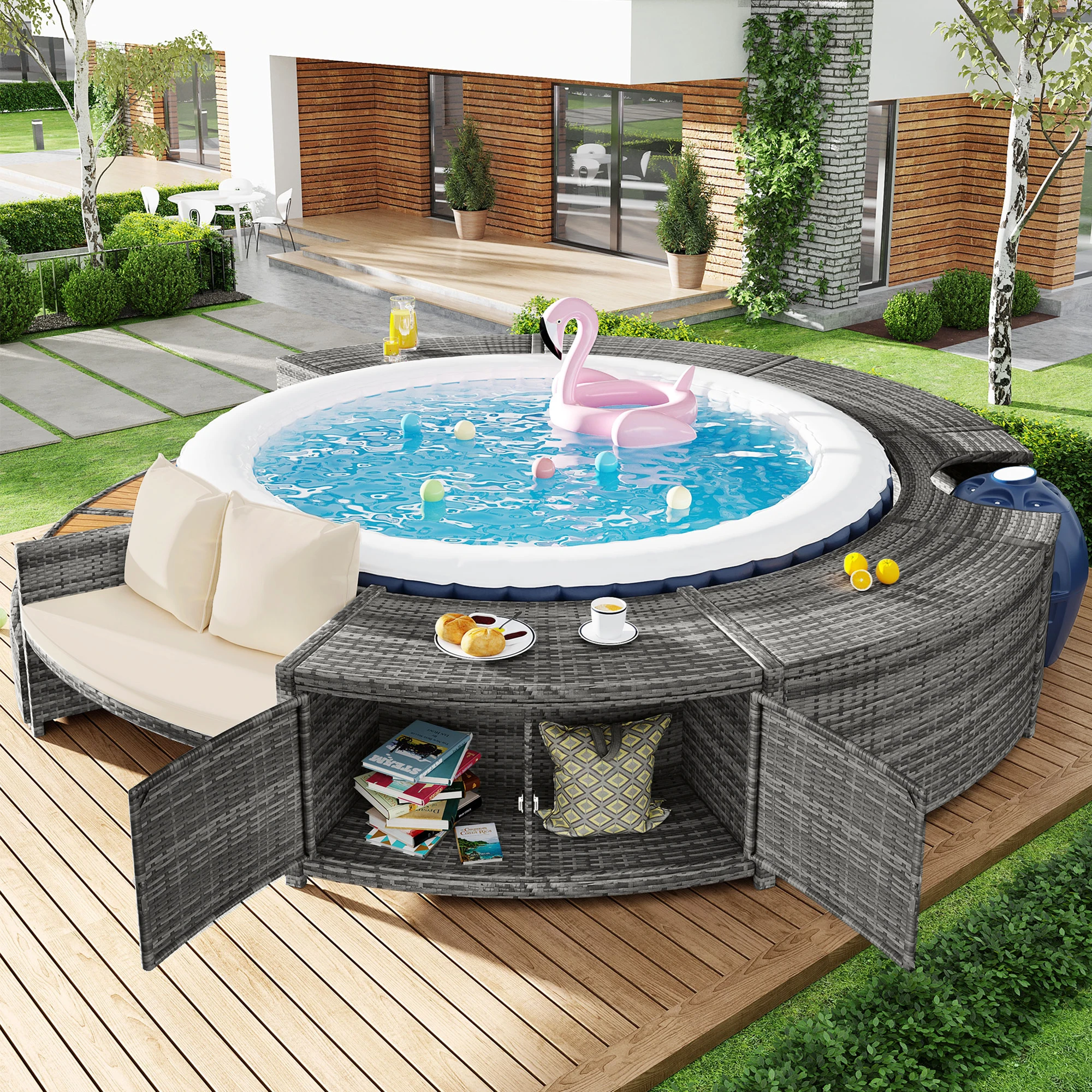 Ensemble de meubles de jardin adaptés aux spas et aux piscines, meubles pour jardin ou espace piscine, piscine non incluse