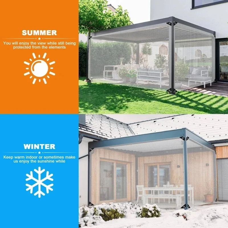 100 % wasserdicht, verdicktes PE-Netz, verstärkte Plane, Gartenpflanzen, Abdeckung, Balkon, Pergolen, Pavillon, Möbel, regendichtes Tuch Image