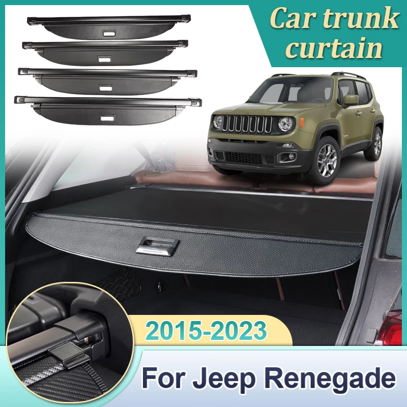 Für Jeep Renegade Zubehör 2015 2016-2023 Auto Hinten Cargo Abdeckung Auto Hinten Boot Stamm Rolle Partition Sicherheit Schild anti-peep Image