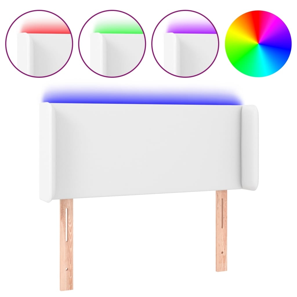 vidaXL LED Kopfteil Weiß 83x16x78/88 cm Kunstleder Image