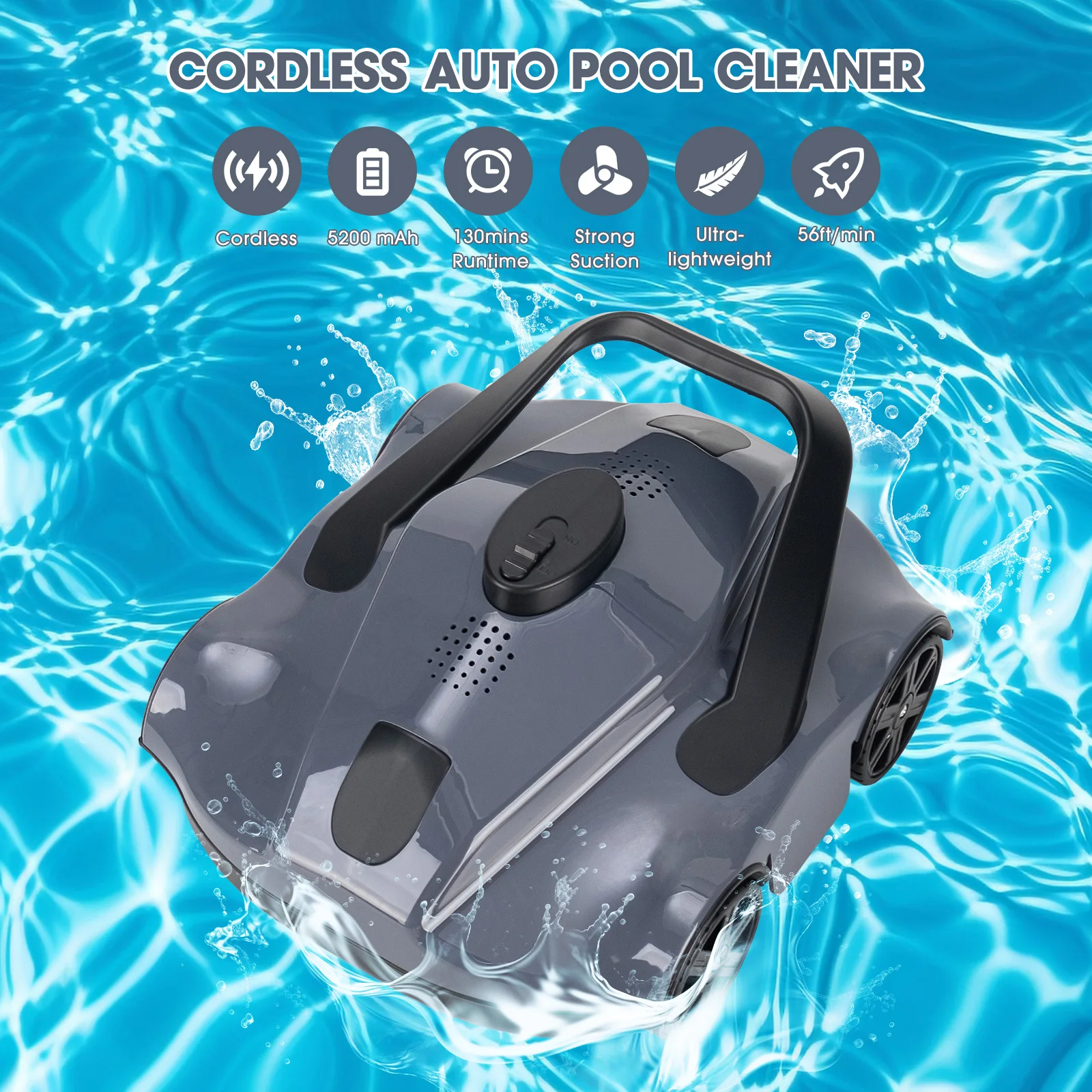 LOKEEVAN WR050 Nettoyeur de piscine robotisé automatique sans fil pour piscines creusées et plates, aspirateur robotisé pour piscine domestique