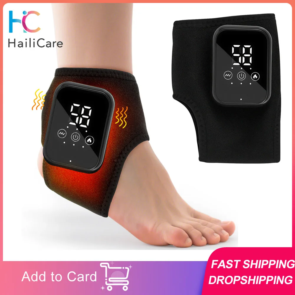 Elektrisches Knöchelmassagegerät, heiße Kompresse, Vibration, Fußmassagegerät, Sprunggelenkschutz, Heizgurt, Knöchelbeheizte Klammerwickel Image