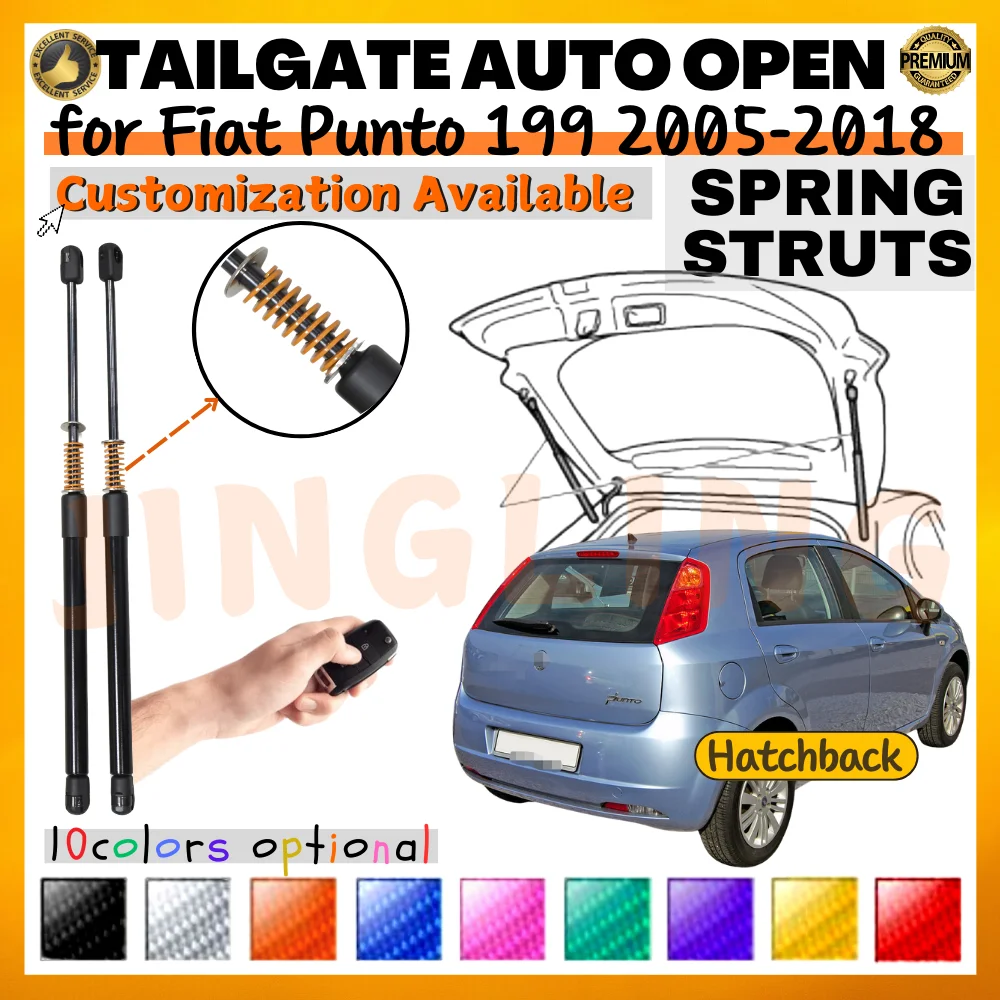 Menge (2) Kofferraumstreben mit Feder für Fiat Punto 199 Schrägheck 2005–2018, Kofferraumdämpfer für die Heckklappe, Hebeunterstützung, Stoßdämpfer Image