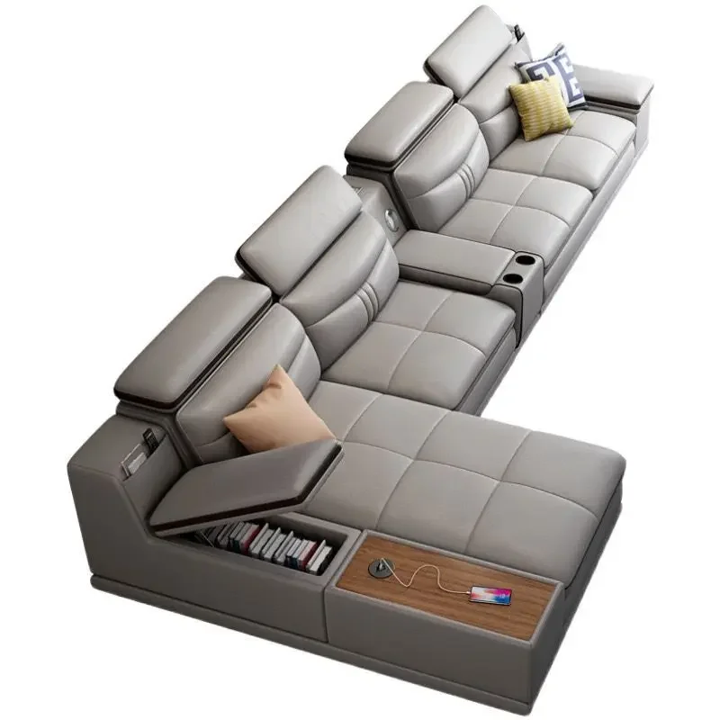 Vielseitig, Leder, Sofa, erste Schicht Rindsleder, einfach, modern, Sofa Image