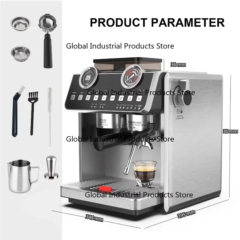 Beste Maßgefertigte Doppelkessel-Espressomaschine mit 2,7L Wassertank Multifunktionale Kaffeemaschine Edelstahl-Mühle für Hotels Image