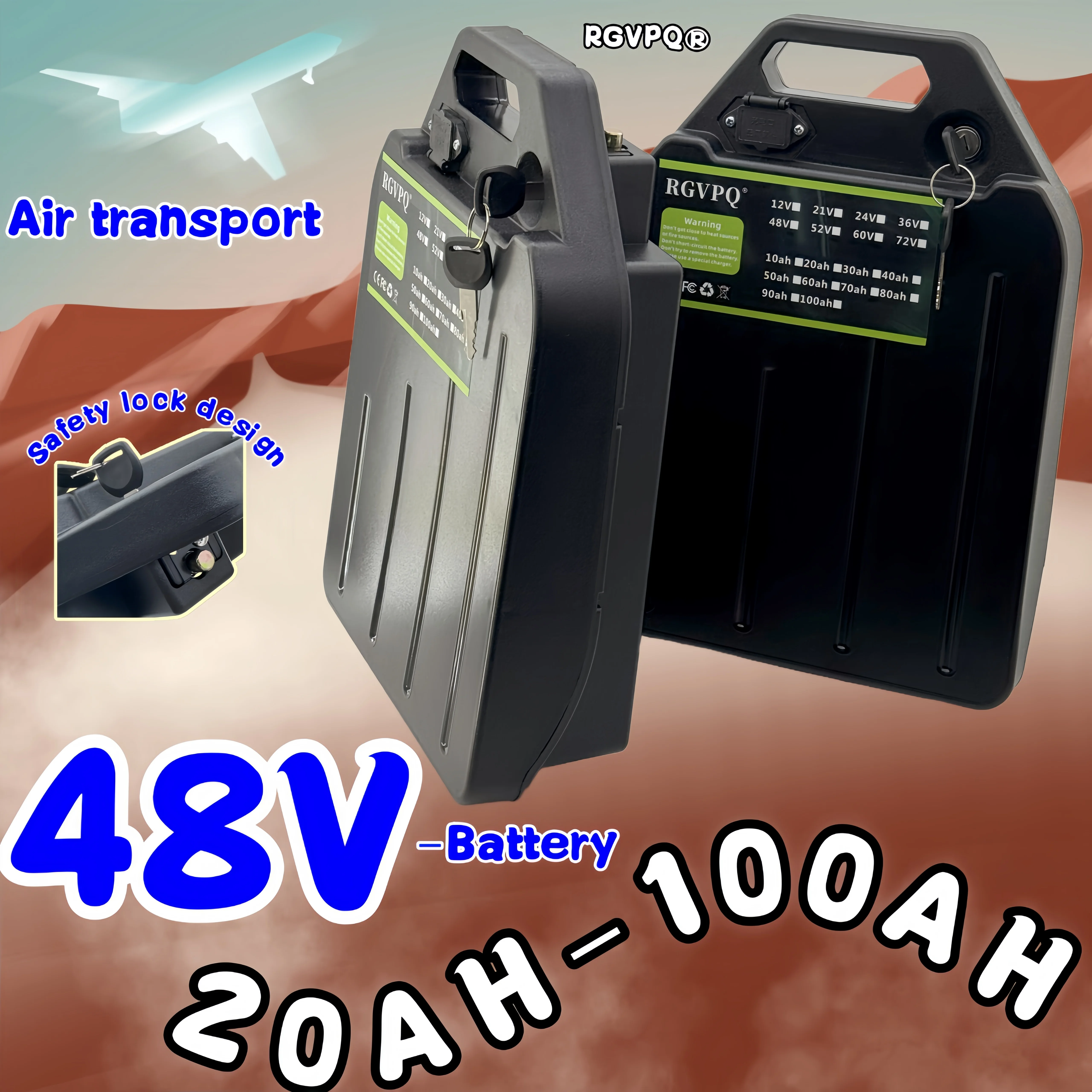 48V 20AH-100AH elektrisches Motorrad wasserdichte Lithiumbatterie 250W ~ 3000W geeignet für Harley faltbarer Citycoco Elektroroller Image
