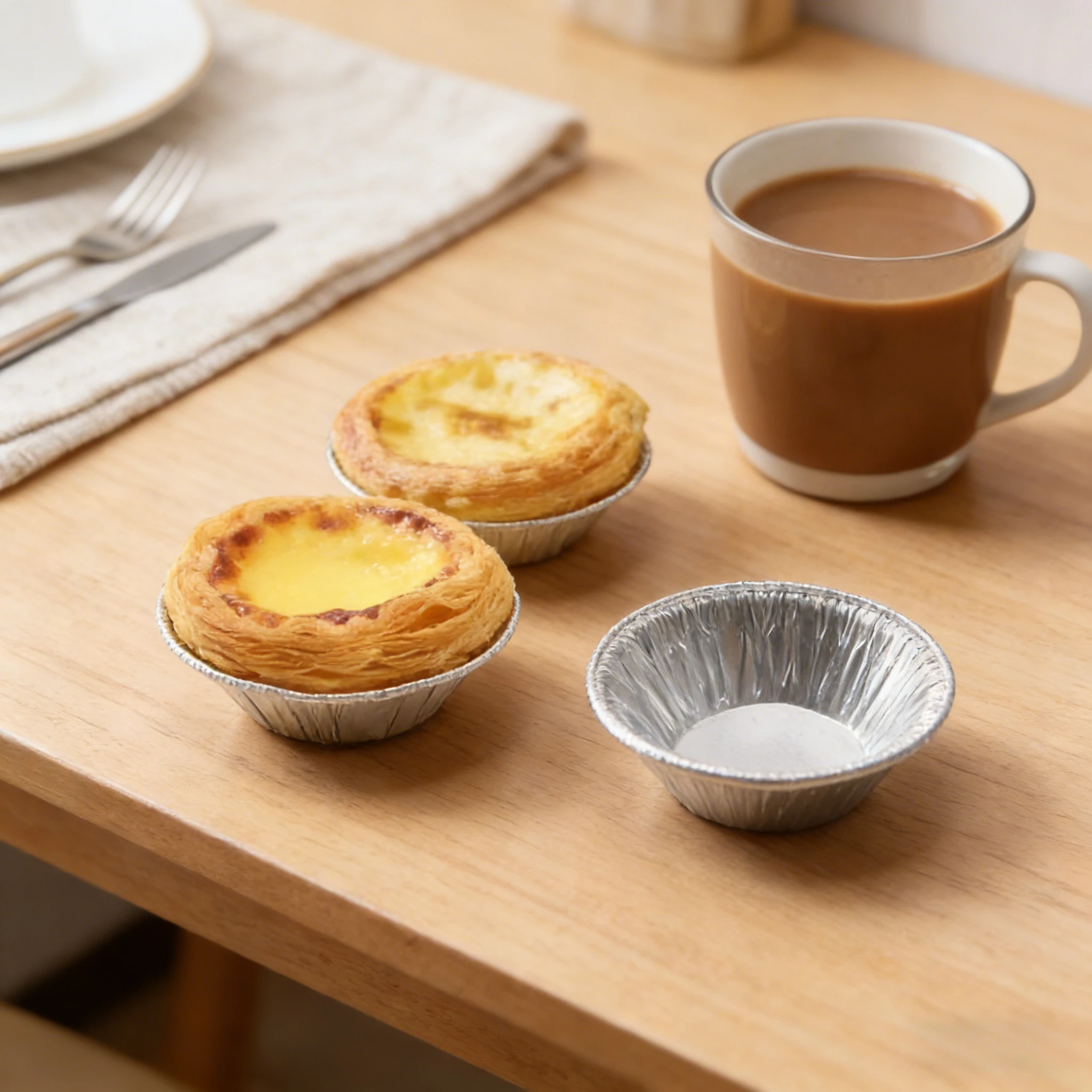 100 Stück Aluminium 3-Zoll-Folien-Tartformen, Einweg-Mini-Kuchenbackformen, Aluminiumfolien-Puddingbecher, Einweg-Grill-Backformen Image