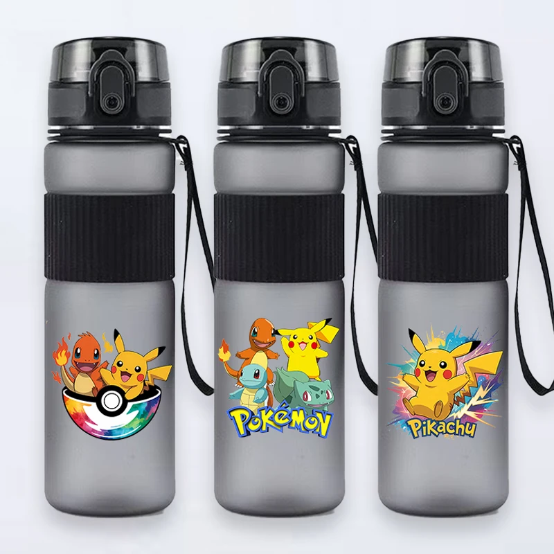 550ml Pokémon Wasserflasche Anime Cartoon Aufdruck Trinkbecher Studenten Tragbare Großvolumige Sport-Trinkflasche Kinder Geschenk Image
