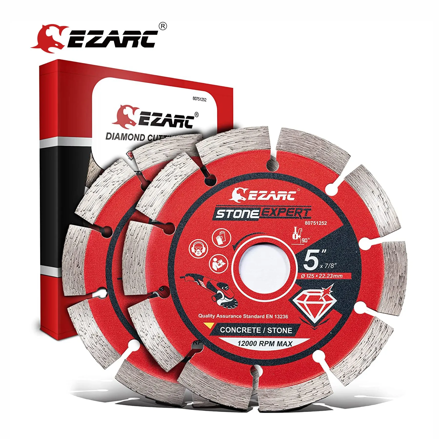 EZARC 5 ''& 4.5'' 2 pezzi lame diamantate segmentate con lama diamantata per smerigliatrice angolare lama per pietra taglio blocco Srick per calcestruzzo