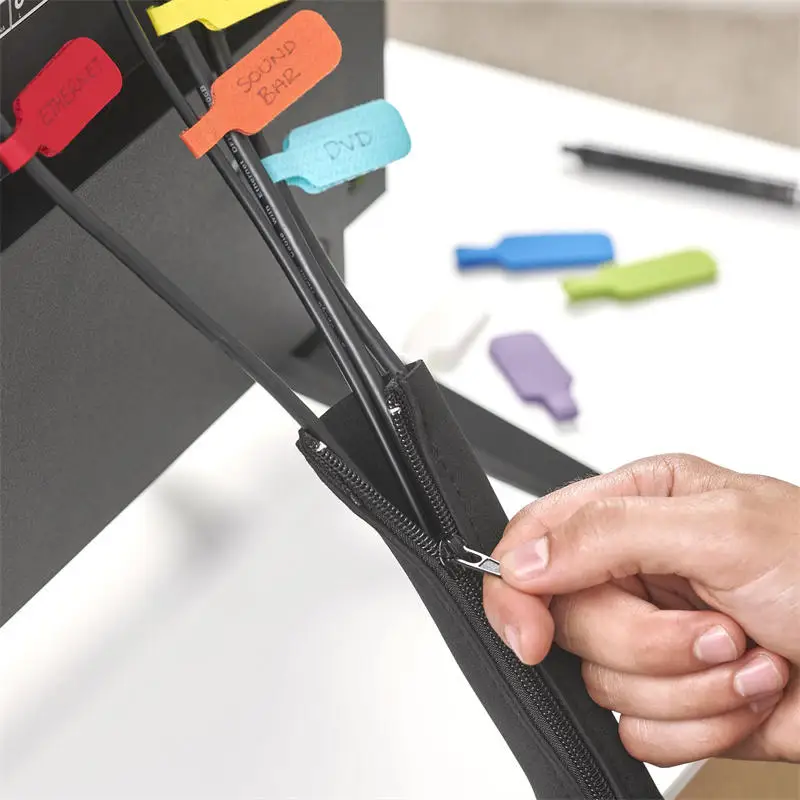 4-1 Stück Reißverschluss-Kabelhülle, wiederverwendbarer Kabel-Organizer, Kabelverstecker, Kabelmanagement-Schutz für Computer, TV, Kabel-Organizer Image