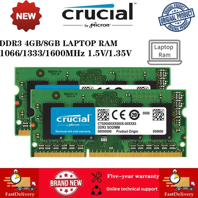 Crucial Laptop RAM ddr3 ddr3l 8gb 4gb 2gb 16GB 1600mhz 1333mhz 1066mhz SODIMM Speicher PC3-12800S PC3L Image