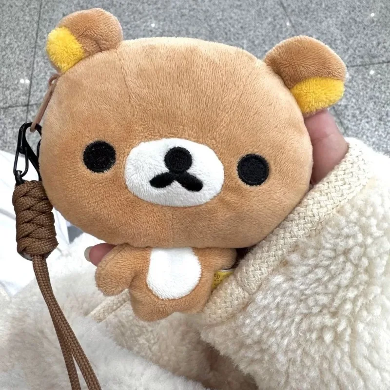 10CM Rilakkuma Big Head Lanyard Plüsch-Geldbörse, kreative Cartoon-Geldbörse, japanischer San-X Korilakkuma Bär, Plüsch-Aufbewahrungstasche, Geschenk Image