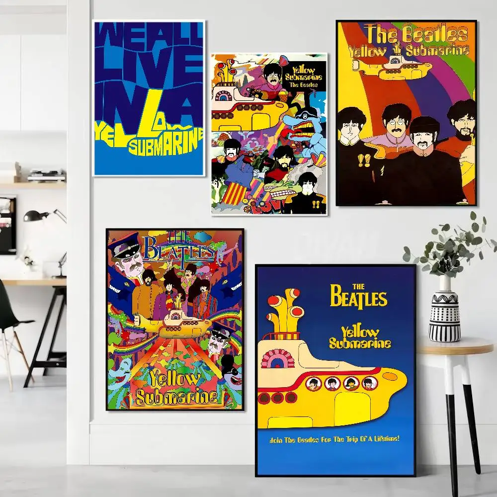 Cartoon Gelb U-Boot Anime Poster Klebrige HD Qualität Wand Kunst Retro Poster Für Home Kawaii Room Decor Image