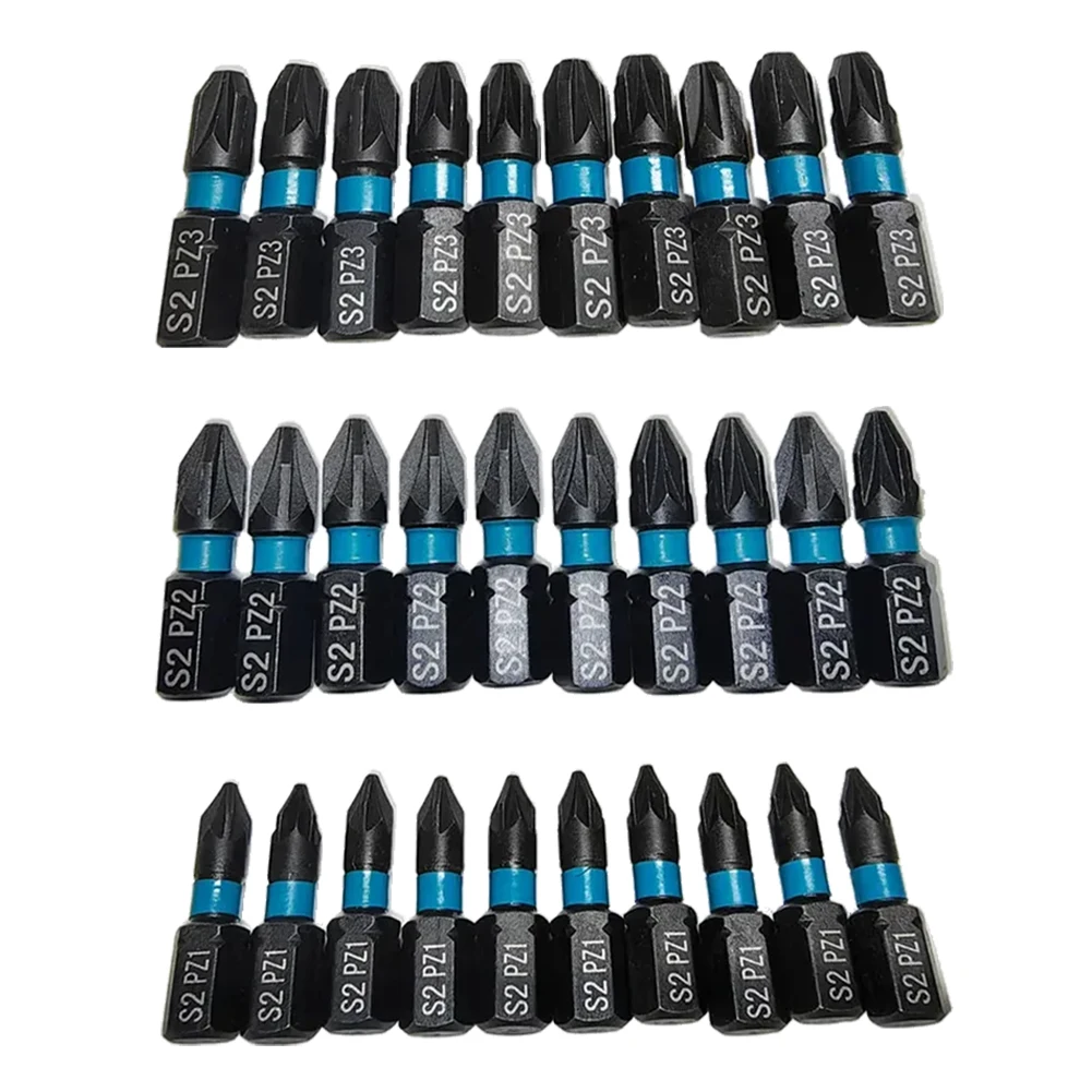 10-teiliges 25-mm-Schraubendreher-Bit-Set aus legiertem Stahl für Sechskant-Bohrschraubendreher für PZ2/PZ3-Schraubendreher Image
