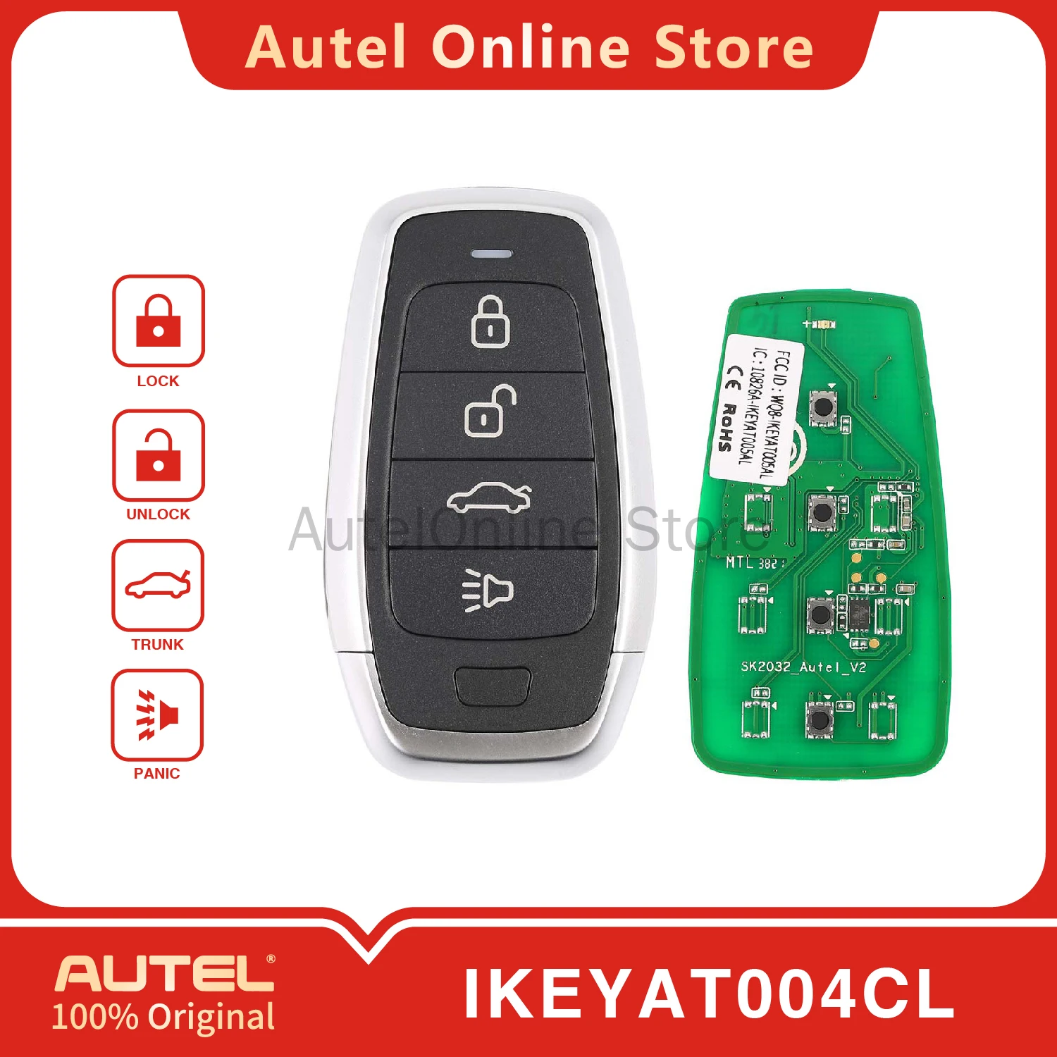 Autel IKEYAT004CL Unabhängiger universeller Smart-Remote-Key mit 4 Tasten Image