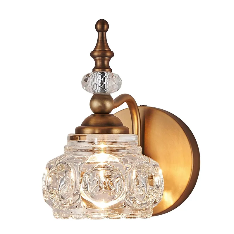 Amerikanischen Retro Kristall Wand Lampe Glas Wand Licht Wohnzimmer Studie Badezimmer Schlafzimmer Nachttisch Lampe Korridor Wand Leuchte Image