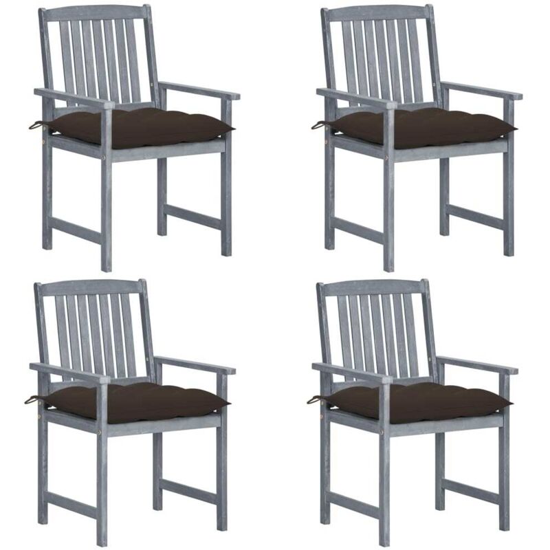 Sedie Da Giardino Rustiche - Vidaxl Sedie Da Giardino Con Cuscini 4 Pz In Massello Di Acacia Grigio - Sedie Da Giardino Grigio