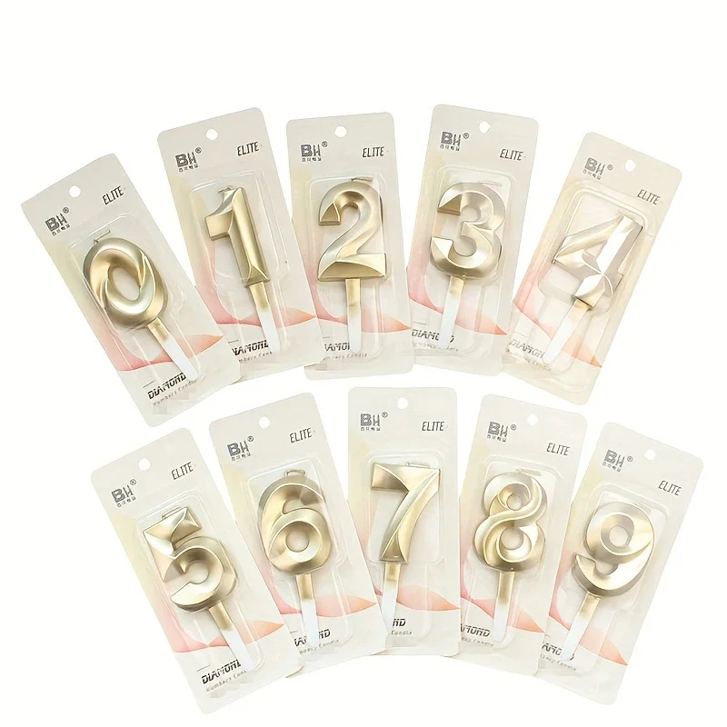 1 Stück Geburtstagstorte, individuelle goldene Zahlenkerze, Geburtstagsfeier, dekorative Kerzen, Hochzeit, Festival, Feier Image