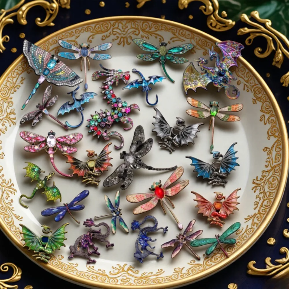 Barock Luxus Schöne Vintage Chinesische Drache Libelle Tier Insekt Design männer frauenBroochPinJewelryAccessoriesPartyGift Image