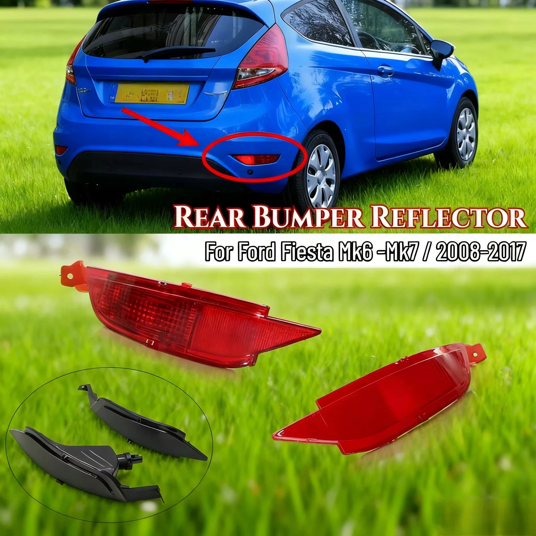 Links Rechts Hinten Stoßstange Reflektor Licht Hinten Stoßstange Reflektor Licht Nebel Lampe Montage für Ford Fiesta Mk6 Mk7 Ersatzteile Image