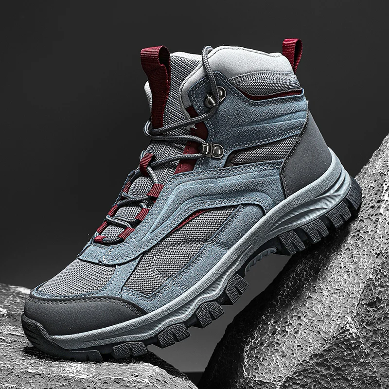 High-Top Männer Wanderschuhe Leder Wasserdicht Klettern Trekking Turnschuhe für Männer Anti-slip Sport Off-Road Schuhe Frauen turnschuhe Image