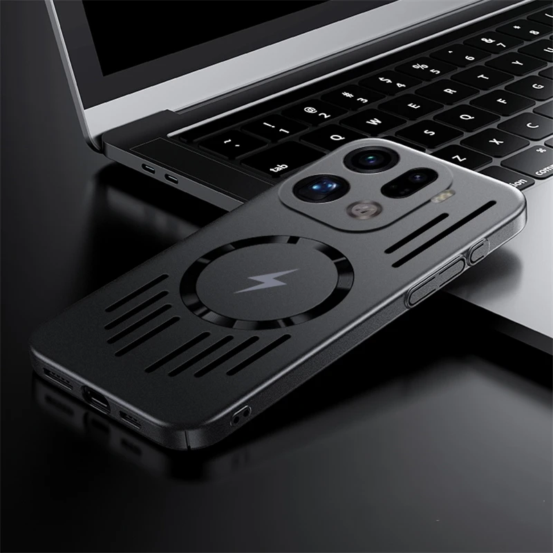 Für Magsafe Magnetische Weiche PC Dünne Dünne Wärmeableitung Telefon Fall Für Oppo Finden X8 X9 Pro Reno14 PRO Abdeckung Fällen Image