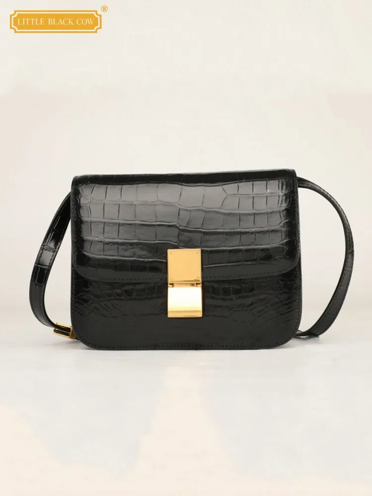 Neue Büro Mode Frauen Schwarz Klappe Tasche Haspe Krokodil Leder Mode Schulter Weibliche Elegante Casual Unterarm Umhängetasche