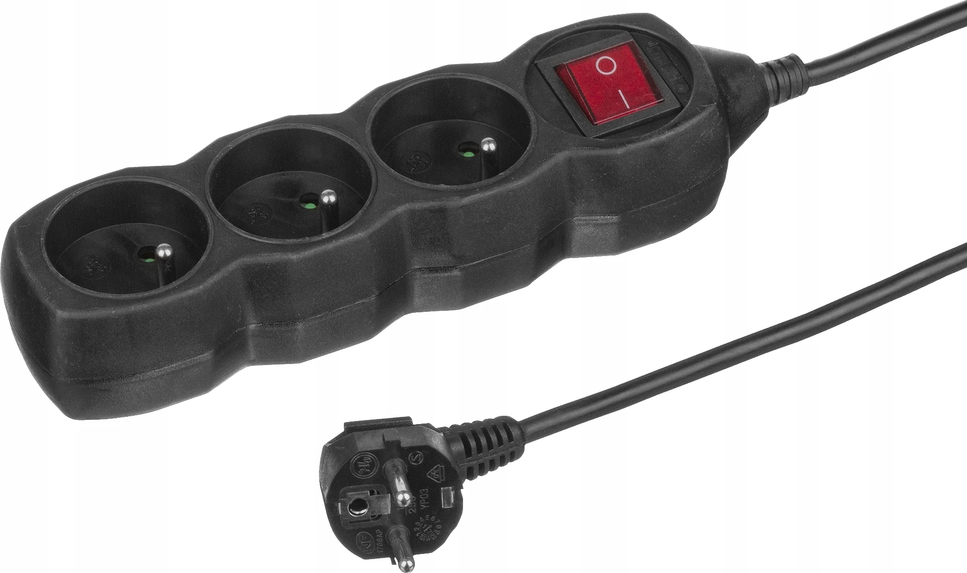 230 V IP20 3-Sockel-Streifenverlängerung 1,5 m Graphit Image