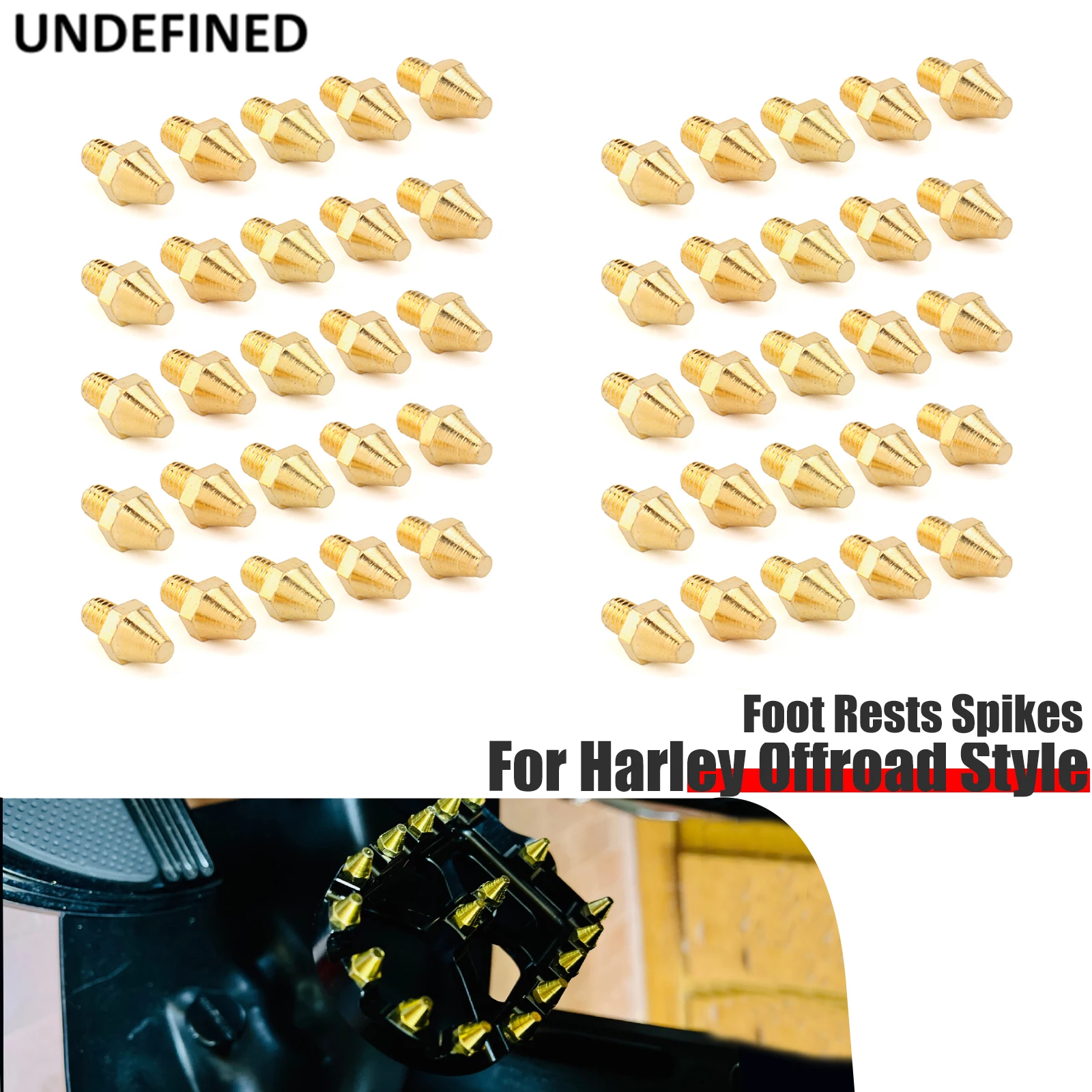 Für Harley Offroad Stil Fußrasten Dielen Bremspedal Pad Goldene MX Fußrasten Spike Motorrad Ersatz Stollen Pin Niet Image