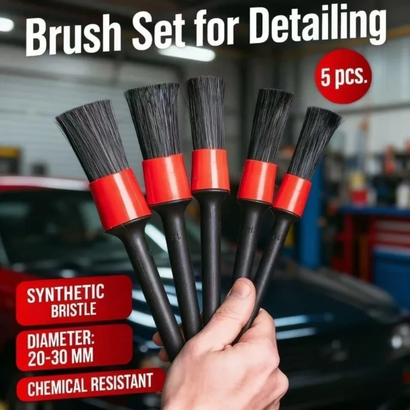 5PCS Auto Detaillierung Pinsel Set Premium Faser Multifunktions Reinigung Pinsel Für Reinigung Räder Motor Innen Lüftungsschlitze Waschen kit Image